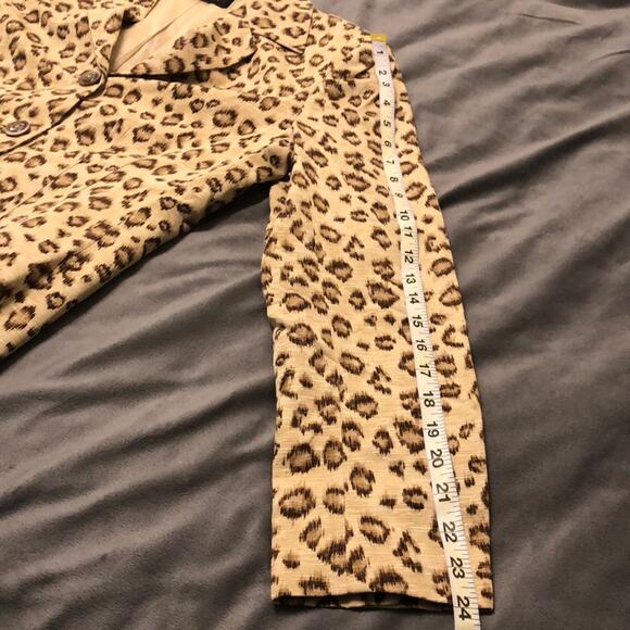 Dana Buchman Cheetah Print Silk Blazer Woman Size 6 Animal Print Lined Buttons - Picture 10 of 11